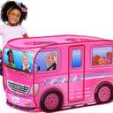 Sunny Days Entertainment Barbie Dream Camper Pop Up Play Tent Pink Indoor Playhouse for Kids Gift for Girls