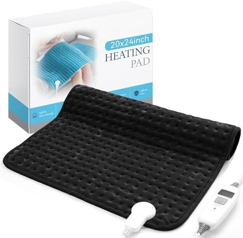 SameBed Electric Heating Pad for Back Pain Relief & Cramps - 6 Heat Settings, Auto Shut Off, Moist Heat Options, Portable Heated Pads for Neck/Shoulder Machine Washable Gift for Men Women,Black,20"x24" : Health & Household