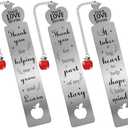 Berirexrion Back to School Metal Bookmark - 3 PCs Cute Bulk Book Mark for Teachers Appreciation Gifts from Students Thank You for Helping Me Grow Page Makers with Tassel for Women Men Stuff Supplies
