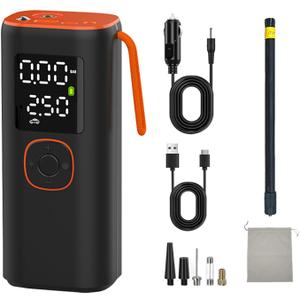 Tire Inflator Portable Air Compressor25000mAh, 4X Fast Air Pump for Car Tires, 150PSI Electric with Digital Pressure Gauge/LED Light/Power Bank, Bike Pump/Motorcycle/Ball/Car Accessories
