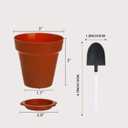 20 Pack Flowerpot Dessert Cups, Shovel, Spoon, Bottom Tray - Small Flower Pot Cups, Mini Flowerpot Cake Desserts Cups Ice Cream,Yogurt Containers - DIY (Brown,Reusable)