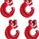 Therwen 4 Pack 5/16" G80 Logging Chain Choker Hook Slip Metal Log Hook with 2 Tons 4400lbs Working Load Limit, Red
