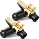 2 Set Alto Sax Mouthpiece Kit Include 2 Gold Saxophone Mouthpieces 2 Reeds 2 Plastic Caps 2 Sax Ligatures for Prolonged Usage or Replacement for Professional Player or Music Enthusiast