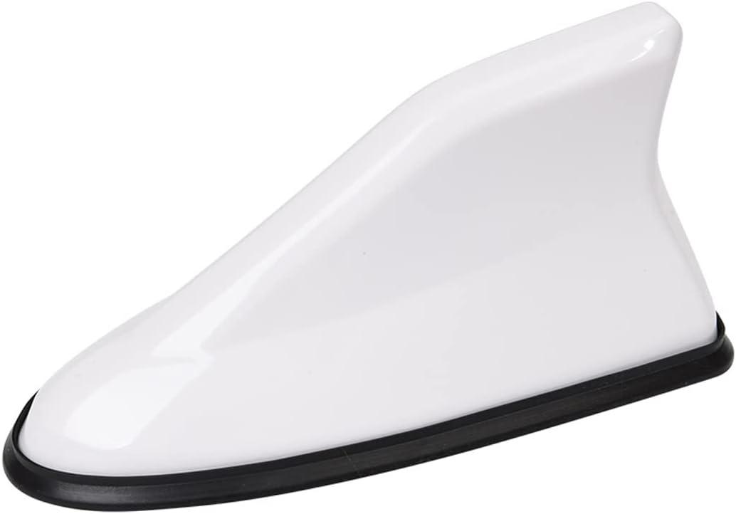 Car Shark Fin Antenna Cover, Roof Aerial Base AM/FM Radio Signal for Car SUV Truck, Vehicle Shark Fin Shape Cover with Adhesive Tape, Car Accessories Antenna Replacement Fits Most Cars (White)