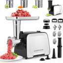 Electric Meat Grinder, 2000W Max Sausage Stuffer Maker, Vegetable Cheese Grater with 3 Shredder Slicer Blades, 2 Blades, 3 Plates, Sausage Tube, 2 Meat Claws, Burger Press & Kubbe Kit
