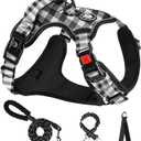 NESTROAD No Pull Dog Harness with Leash, Reflective No Choke Pet Vest Harness,Adjustable Soft Padded Dog Harness with Easy Control Handle for Medium Dogs(Checkered Black,Medium)