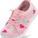 LeIsfIt Toddler Shoes Girls Boys Wide Shoes Kids Zero Drop Minimalist Sneakers Barefoot Slip on Tennis Sneakers (Pinklove) 24