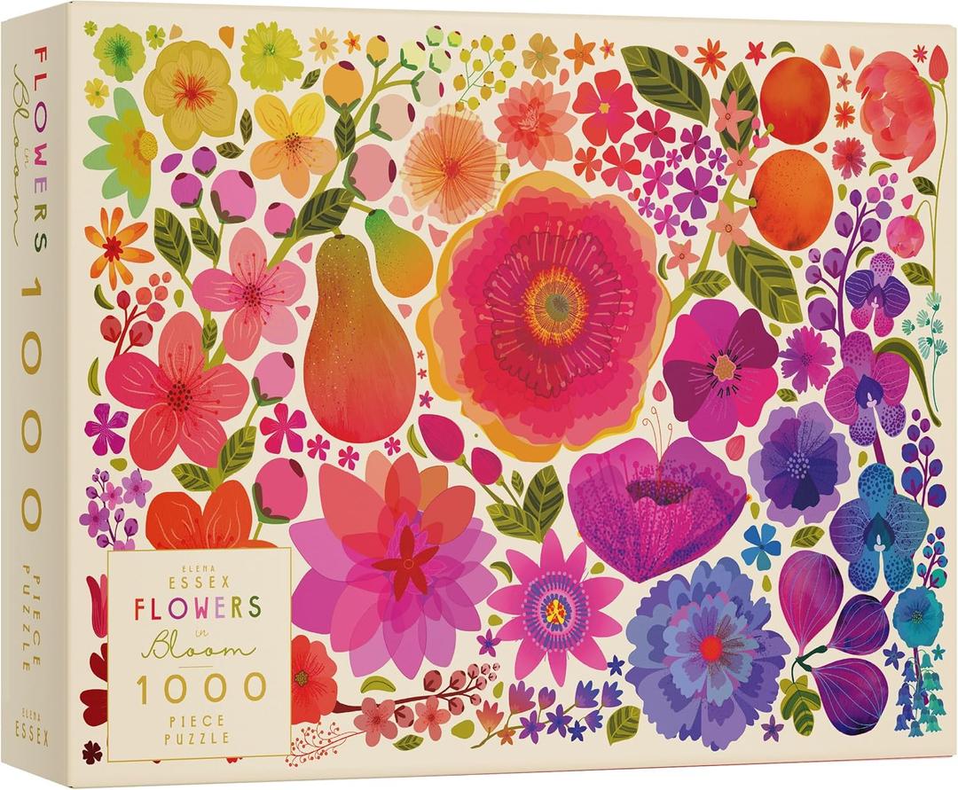 Elena Essex 1000 piece Puzzle for Adults - Flowers in Bloom | Puzzles for Adults 1000 Pieces | Colorful Floral Rainbow Gradient Jigsaw | jigsaws Size 20x28 inches