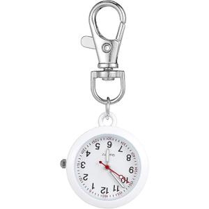 balacoo Clip On Pocket Watch - Nurses Watches for Women, Portable Badge Watch, Unisex Hanging Digital Clip Fob for Nurses Doctors(White)