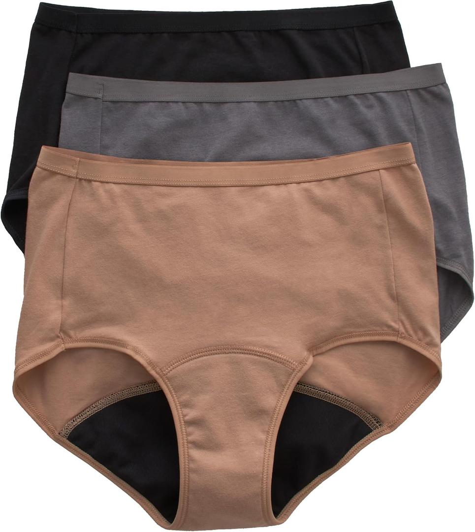 Hanes Women's Comfort, Period. Underwear, Moderate Leaks, Bikini, Boyshort Or Brief, 3-pack (9)