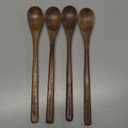 Black Walnut Wood Coffee Spoons, 4 Pcs Spoons for Espresso, Tea, Long Spoon for Stirring, Premium Wooden Spoons Set