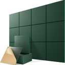 12 Pack Self-Adhesive Acoustic Panels, 12" X 12" X 0.4" High-Density Sound Proof Foam Panels for Walls, Soundproof Wall Panels for Home & Office (Forest Green)