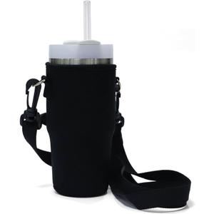 14oz Cup Carrier Bag with Strap, Pouch Bag Compatible with Stanley CUP 14oz, Durable and Portable Cup Holder for Kids, Adjustable Travel Carrying Bag(Black) (1Pack)