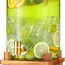 2.1 Gallon Large Glass Drink dispenser, With Wood Stand Steel Spigot