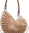 Shell Bag Seashell Bag Handwoven Crochet Shell Purse Summer Beach Tote with Pearl Strap Boho Clutch Shoulder Bag for Women