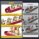 MOFEEZ Power Distribution Block Bus Bar, 4 x 5/16" Posts, 6 x #8 Screws Terminals, Max 48V 250A (Pair, Red & Black)