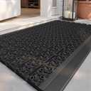 Color&Geometry Outdoor Mats for Front Door All Weather, 19"x30" Non Slip Low Pile Outside Door Mats, Dirt Trapping Waterproof Doormat Entrance, Black Welcome Matt