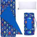 Wildkin Kids Microfiber Nap Mat  Soft Sleep Mat with Pillow, Ideal for School & Travel - Robots