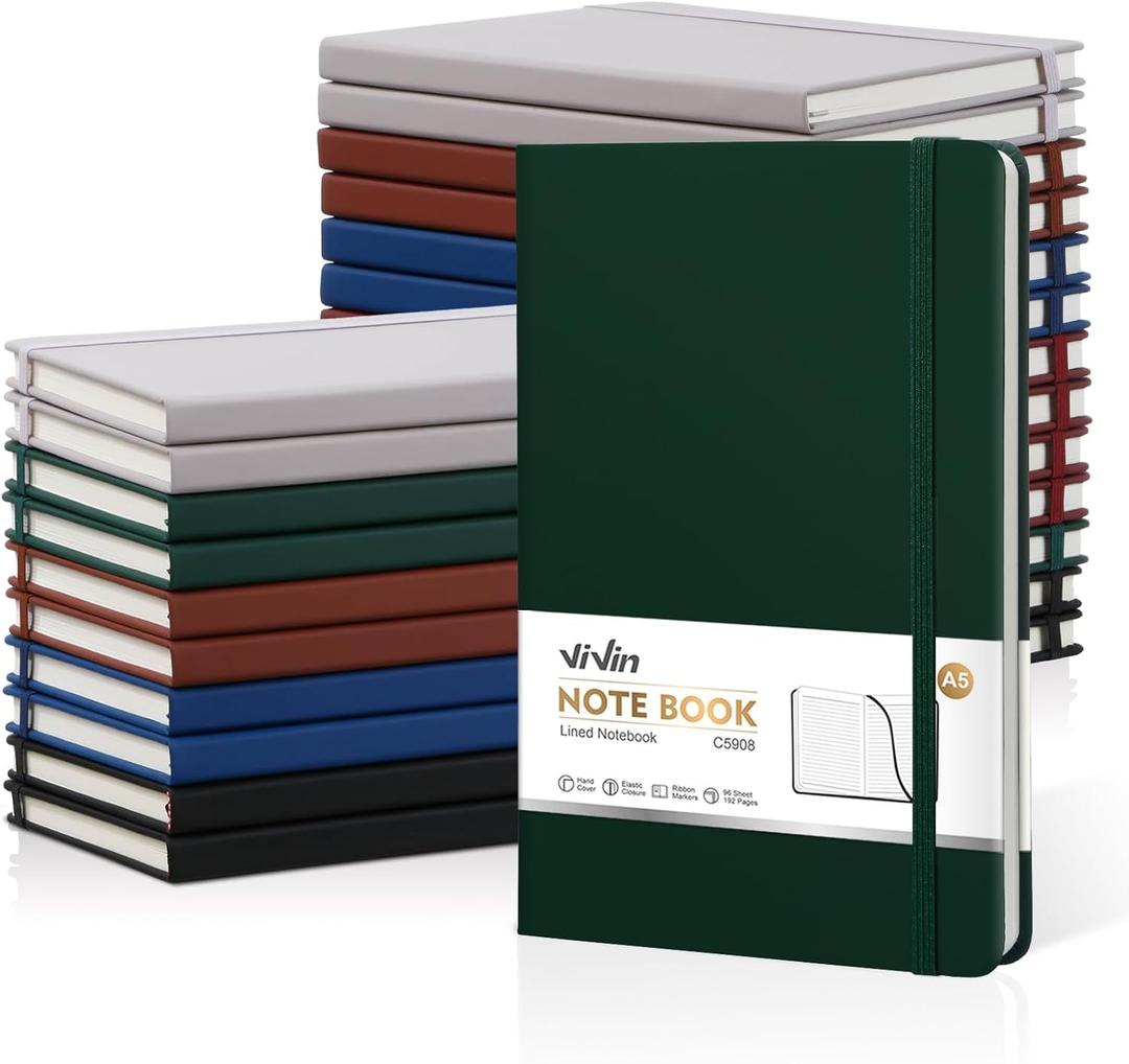 ViVin Lined Journal Notebooks for Professional Office Work,192 Pages,Medium 5.5 x 8.3 inch,College Ruled,A5 Hardcover Journaling Notebooks for Writing,24 Pack Bulk