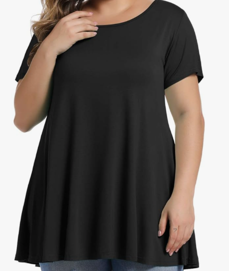 Philosophy Womens Short Sleeve Casual Loose Fit Flare Swing Tunic Tops Basic T-Shirt Plus Size XL
