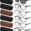 6 Pack Reading Glasses for Women Men, Spring Hinge Eyeglasses Blue Light Blocking Anti Eyestrain Computer Readers (3black2demi1gray)