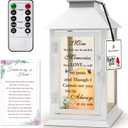 Memorial Lantern Bereavement Gifts in Memory of Loved One Memorial Gifts for Loss of Mother Remembrance Sympathy Gifts for Loss of Loved One with LED Candle and Remote (Mom White)