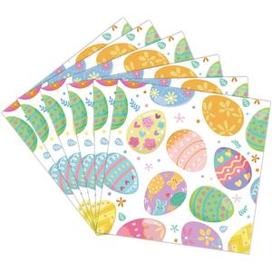 Easter Napkins Colorful Eggs Flower Paper Napkins Easter Dinner Hand Towels for Home Spring Summer Holiday Party Decor Dining Tableware Supplies