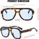 Long Keeper Retro Pilot Sunglasses Double Bridge Women Men Aviation Square Sun Glasses Thick Frame 70s Vintage Shades UV400