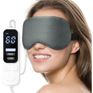 Heated Eye Mask, Warm Eye Compress Mask, USB Electric Eye Heating Pad with Temperature & Timer Control, Dry Eye Mask for Dry Eyes Blepharitis Sinus Migraine Stye MGD Puffiness Gray