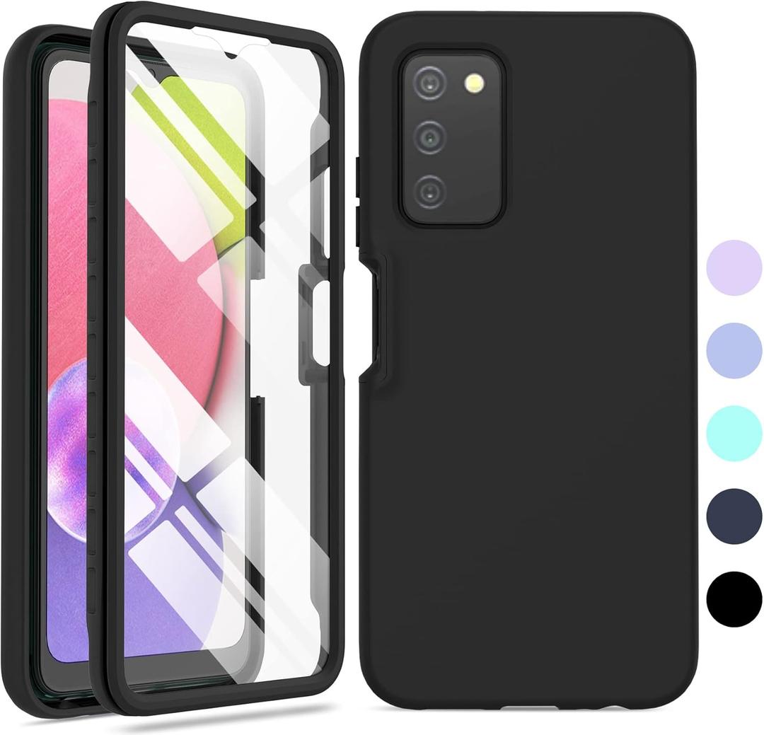 for Samsung Galaxy A03s Phone Case: Shockproof Silicone Slim Cover Hybrid Protective Cell Case - Durable TPU Dual Layer Drop-Proof Cover (Black)