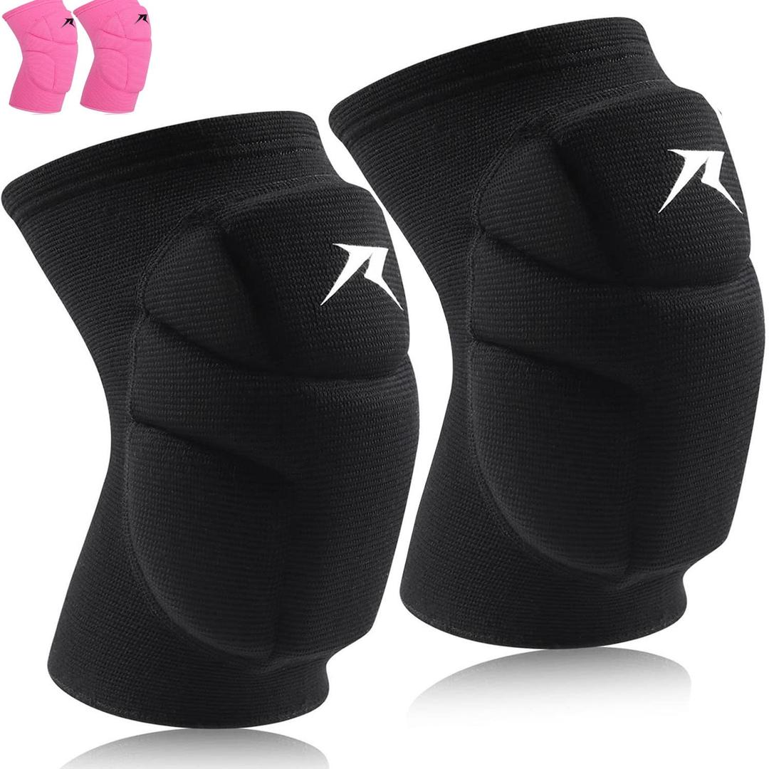 Volleyball Knee Pads,Knee Compression Sleeve Support for Men Women with High Protection Pads,Professional Grade Knee Pads for Running,Meniscus Tear,ACL,Arthritis,Joint Pain Relief (X-Large, black)