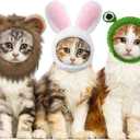 Xuniea 3 Pieces Cat Hat Costume Adjustable Pet Headwear Cat Bunny Hat with Rabbit Ears Kitten Dog Cosplay Cap for Kitten Halloween Party Birthday Theme Party Photo Prop (Basic Style)