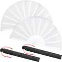 Maitys Large Folding Hand Silk Fans Chinese Handheld Tai Ji Fan for Men and Women, Festival, Line Dance, Kungfu, Martial Art, Gift(White,2 Packs)