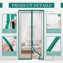 Amylove Zipper 48 x 87 Inch Dust Barrier Kit Green Edged Temporary Construction Door Barrier 4 x 7.25 ft Reusable Plastic Curtain Cover Containment Doorway Wall Screen Sheeting for Bathroom Hallway