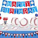 96 Pcs Baseball Birthday Party Supplies Including Plates, Napkins, Forks & Party Favors