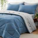 BEDELITE Twin XL Comforter Set 5 Pieces Bed in A Bag - Soft Microfiber Reversible Twin Extra Long Blue Bed Set with Comforters, Sheets, Pillowcase & Sham, Cozy Bedding Sets for College Dorm Room