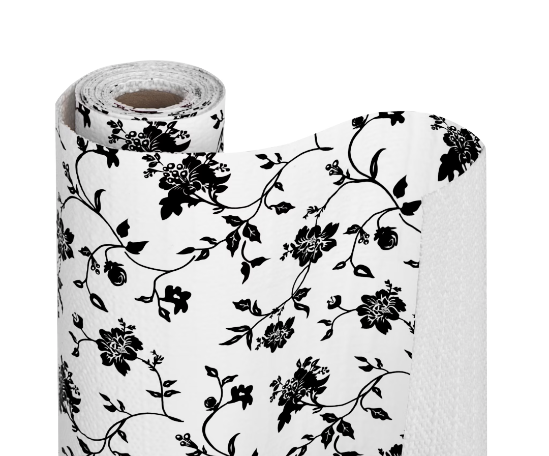 Ismoon Peel and Stick White Contact Paper Removable Self Adhesive Dark Blue Leaf Wallpaper Boho Floral Bathroom Textured Decor for Cabinets Vinyl 17.3inx197in