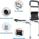 Bed Rails for Elderly Adults Safety - Adjustable Bed Assist Rail for Seniors Fall Prevention with Support Leg, Bedside Grab Bar Cane with Storage Pocket, Fits King, Queen, Full, Twin Bed