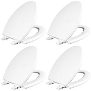 Mayfair Cassel Slow Close Toilet Seat, Easy Clean, Non Slip Premium Wood Seat, Easy Install, Made in USA, Elongated, White, 4-Pack