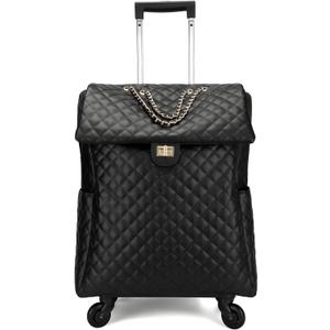 feilario 21in Leather Softside Underseat Carry on Suitcases Travel Duffel Bag with 4-rolling Spinner Wheels