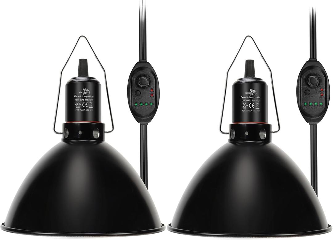 Reptile Light Fixture with Dimming Switch and Timer, 8.5 Inch Deep Dome Reptile Heat Lamp Fixture, Reptile Lamp Fixture Cap for UVB Bulb Basking Heat Bulb for Reptile Glass Terrariums, 2PCS Reptile Light Fixture with Dimming Switch and Timer, 8.5 Inch Deep Dome Reptile Heat Lamp Fixture, Reptile Lamp Fixture Cap for UVB Bulb Basking Heat Bulb for Reptile Glass Terrariums, 2PCS