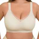 LIIJOO Wireless Bras for Women Seamless Comfort Everyday Bra, Full Coverage No Underwire, T-Shirt Bra for Daily Wear, Plus Size Minimizer BraLight Brown, 1XL Plus Size