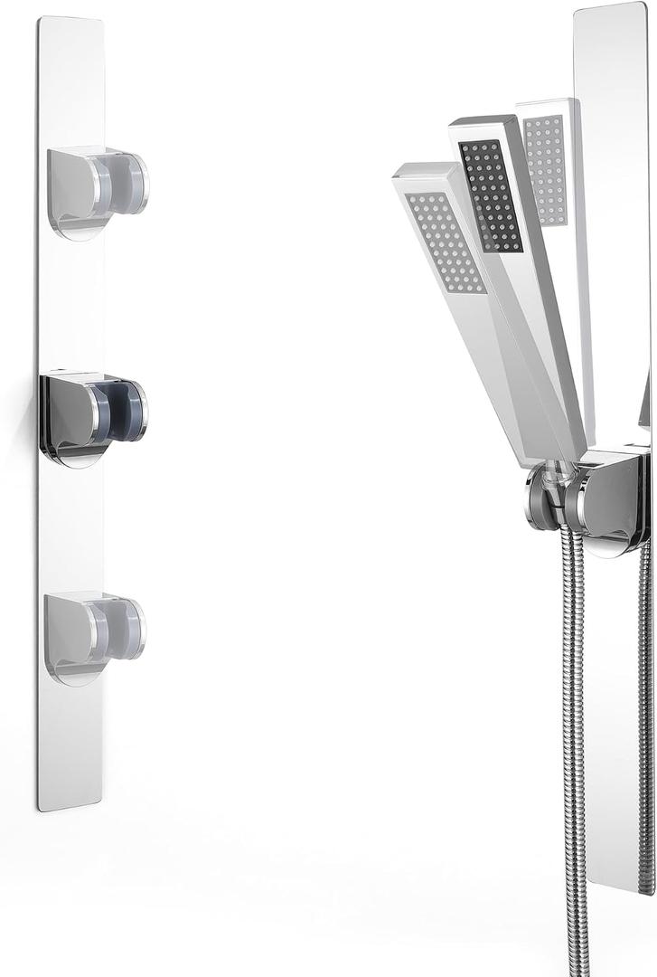SKOWLL Magnetic Handheld Shower Head Holder No Drill, Wall Mount Adjustable Shower Head Holder, 22 Inch Sliding Bar Adjustable Height and Angle for Kids, Elderly and Pets, Polished Chrome