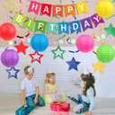 Happy Birthday Decorations, Colorful Birthday Party Decorations Set with Happy Birthday Banner, Paper Lanterns, Star Swirl Hanging Decorations & Circle Dots Garland
