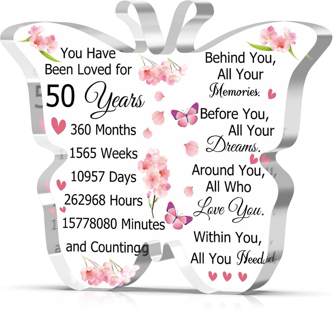 50th Birthday Decorations for Women Men Acrylic Table Sign 50 Anniversary Decor Gift for Men Fifty Years Old Bday Gift for Table Decor 50th Birthday Party Desk Sign Happy Fifty Years Old Acrylic Signs