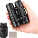 POLDR 12X25 Small Binoculars with Clear Vision, Pocket Binoculars Compact for Adults Theater Concert Opera Travel Bird Watching (Black)