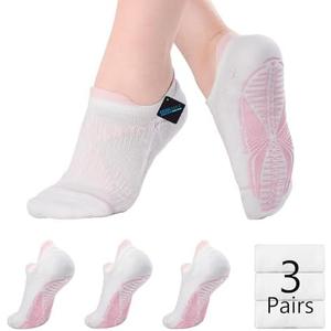 BRISIRA Pilates Socks with Grips Women Non Slip Grippy Yoga Socks Coolmax Bamboo Viscose Compression Barre Hospital Barefoot, M-3Pack