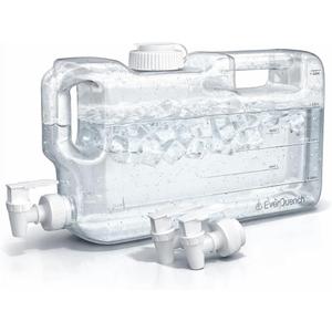 Refrigerator Water Dispenser 1.1 Gallon Bottle with 2 Spigots - BPA Free Plastic Slim Water Jug with Spout Leak Proof | Refillable Fridge Water Container, Convenient Handles (Clear)