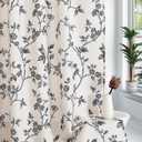 MitoVilla Black Boho Shower Curtain Set, Cotton Floral Cottagecore Spring Shower Curtains for Bathroom, Modern Farmhouse Country Plant Leaves Bathroom Dcor, 72" W x 72" L