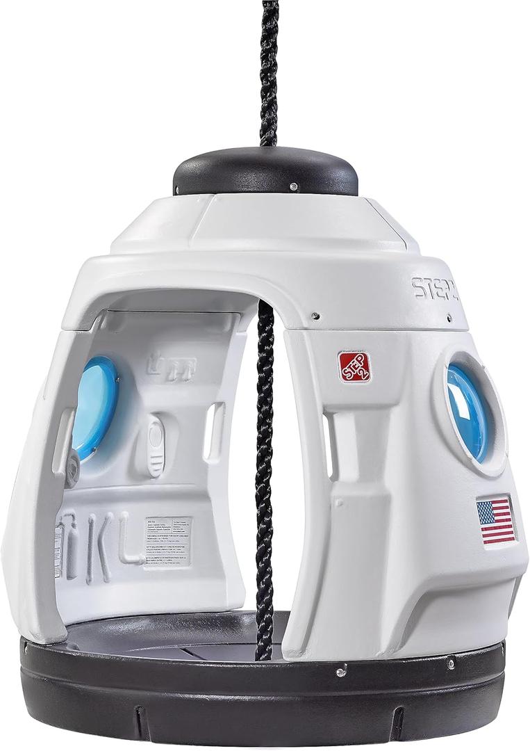 Step2 Space Capsule Swing, Kids Indoor/Outdoor Swing or Playhouse, Backyard Playground Set, Attach to Playset or Tree, for Children 3-8 Years Old